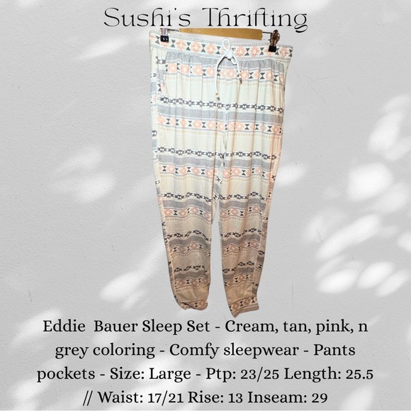 Eddie Bauer Cream and Tan Pajama Set - Picture 3 of 9